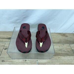 Off-White Industrial Logo Platform Flip Flops Burgundy Maroon Sandals 4724